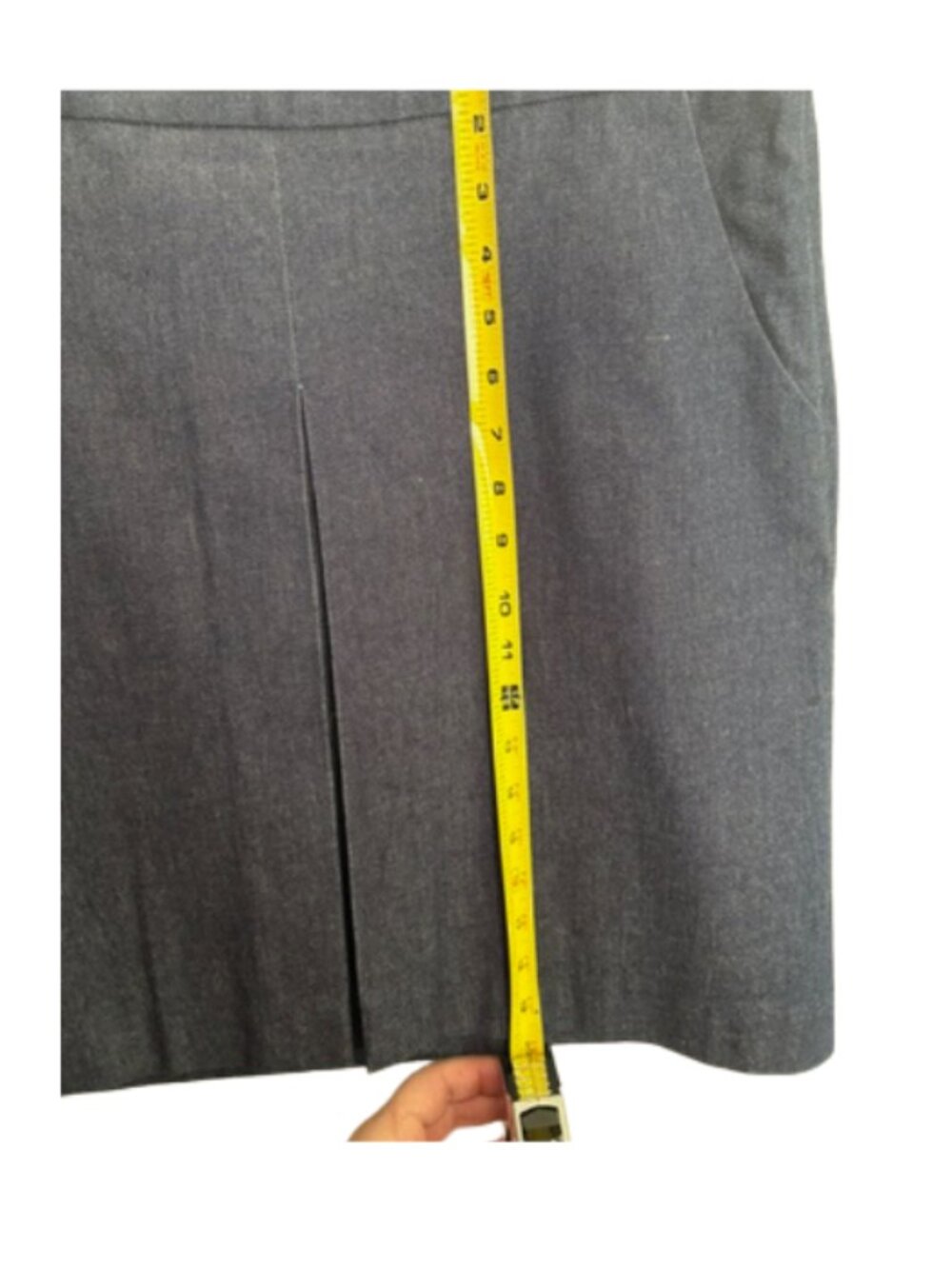 NEW French Connection Dark Wash Stretch Denim Skirt Front Pleat Size 10 - Picture 9 of 9